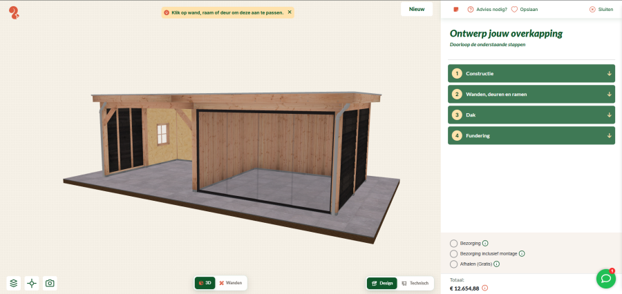 3D-configurator voor een overkapping